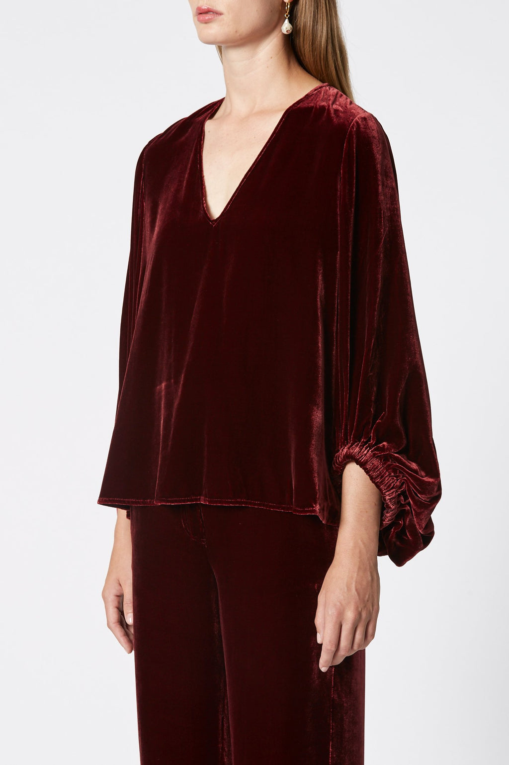 VELVET V NECK BLOUSE