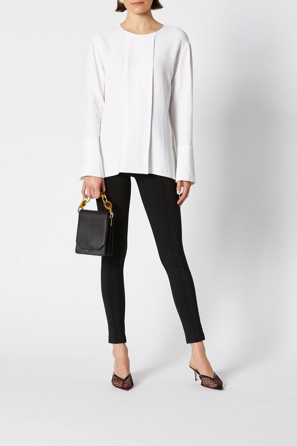 CREPE CUFFED BLOUSE