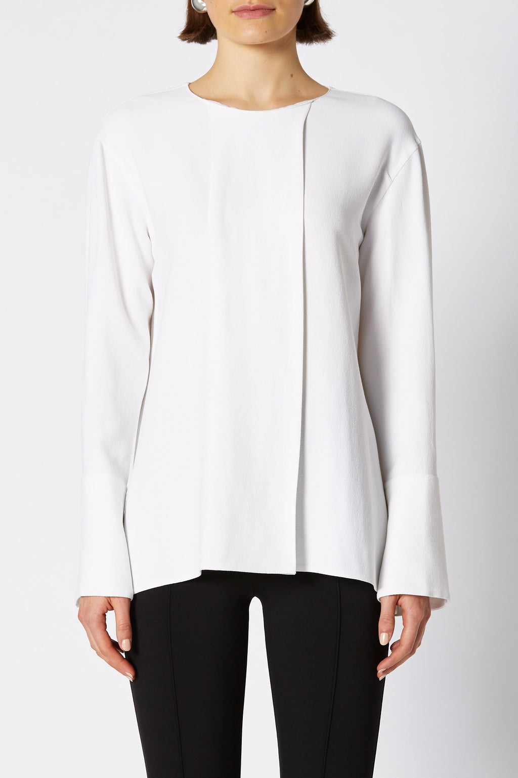 CREPE CUFFED BLOUSE