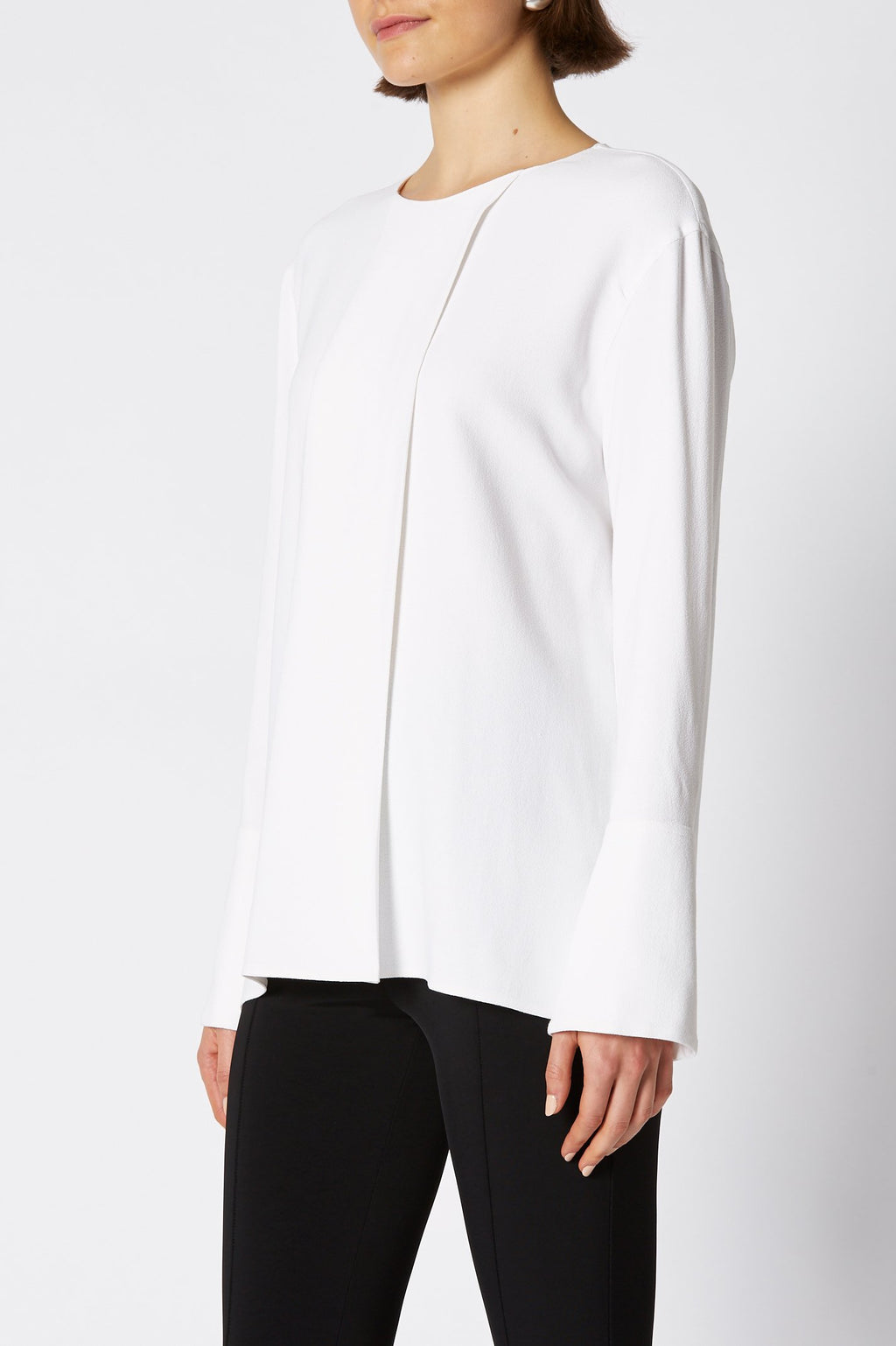 CREPE CUFFED BLOUSE