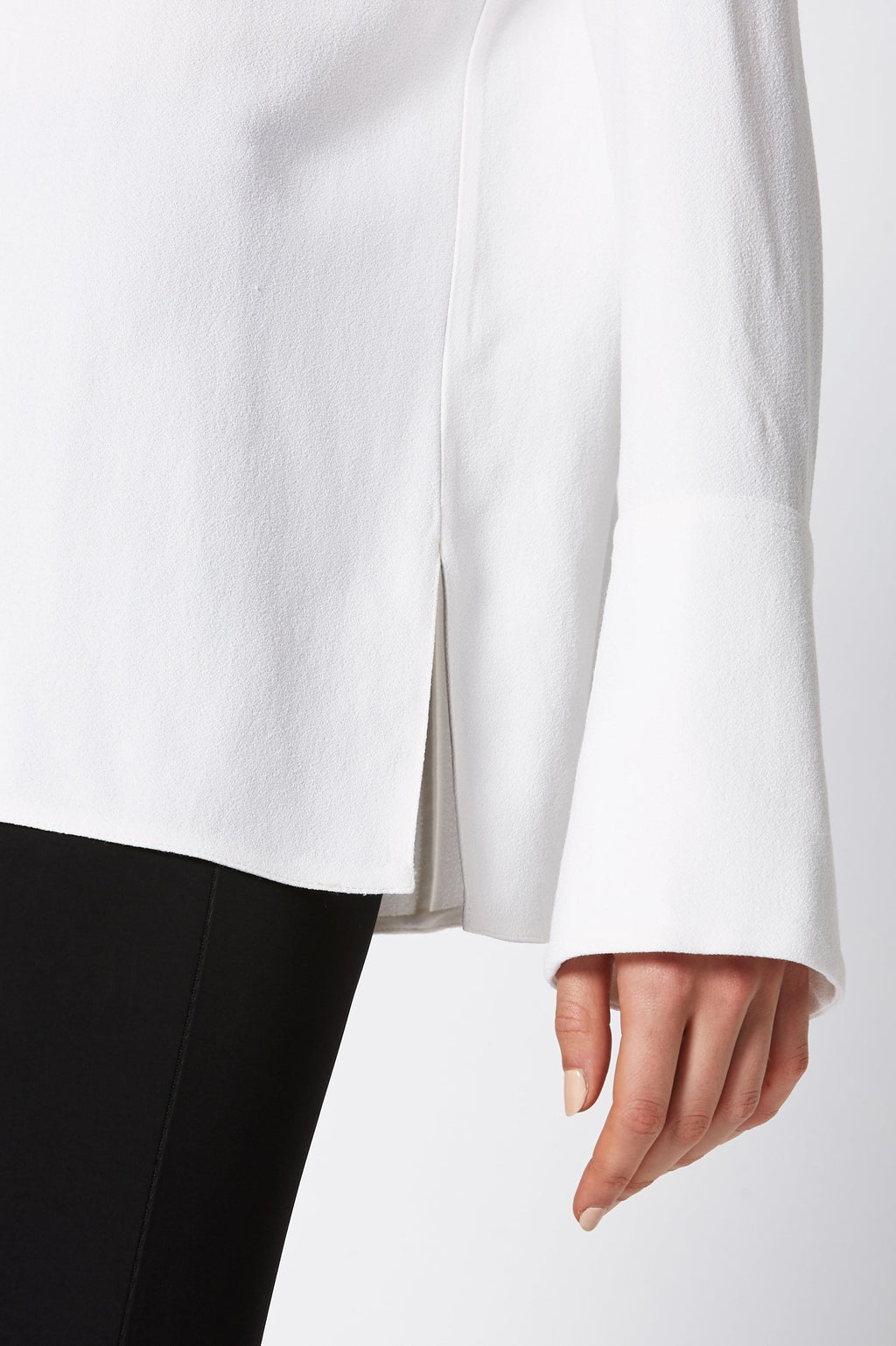 CREPE CUFFED BLOUSE