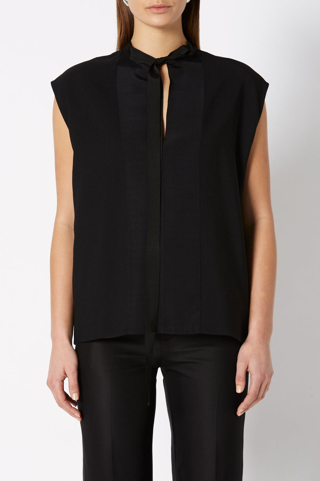 CREPE TIE NECK TANK