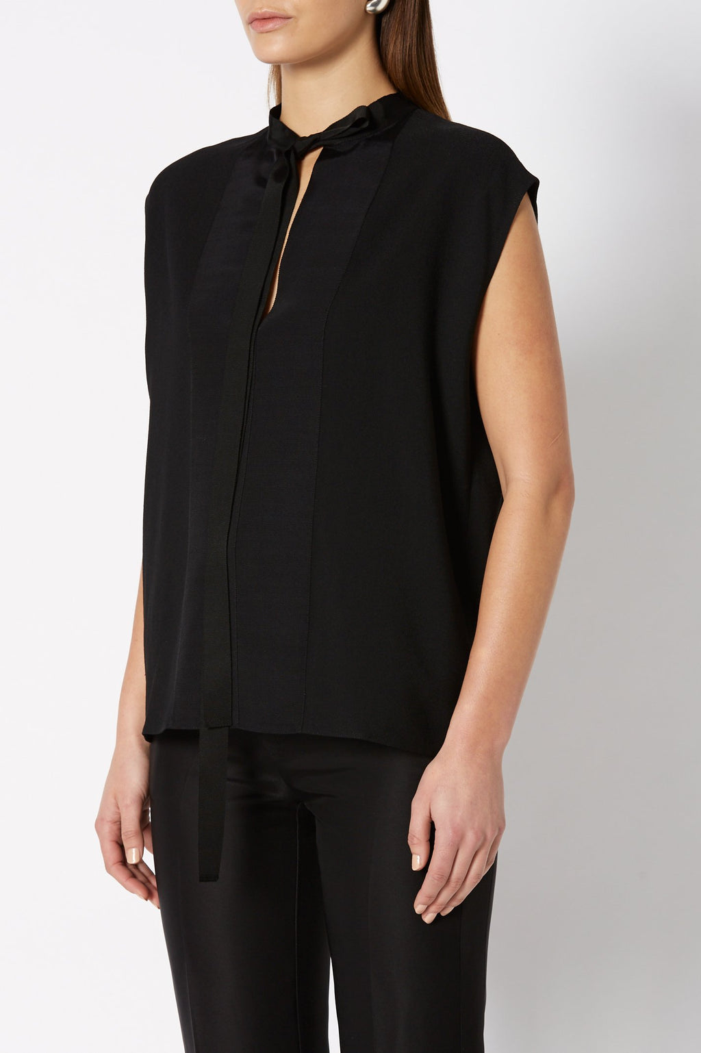 CREPE TIE NECK TANK