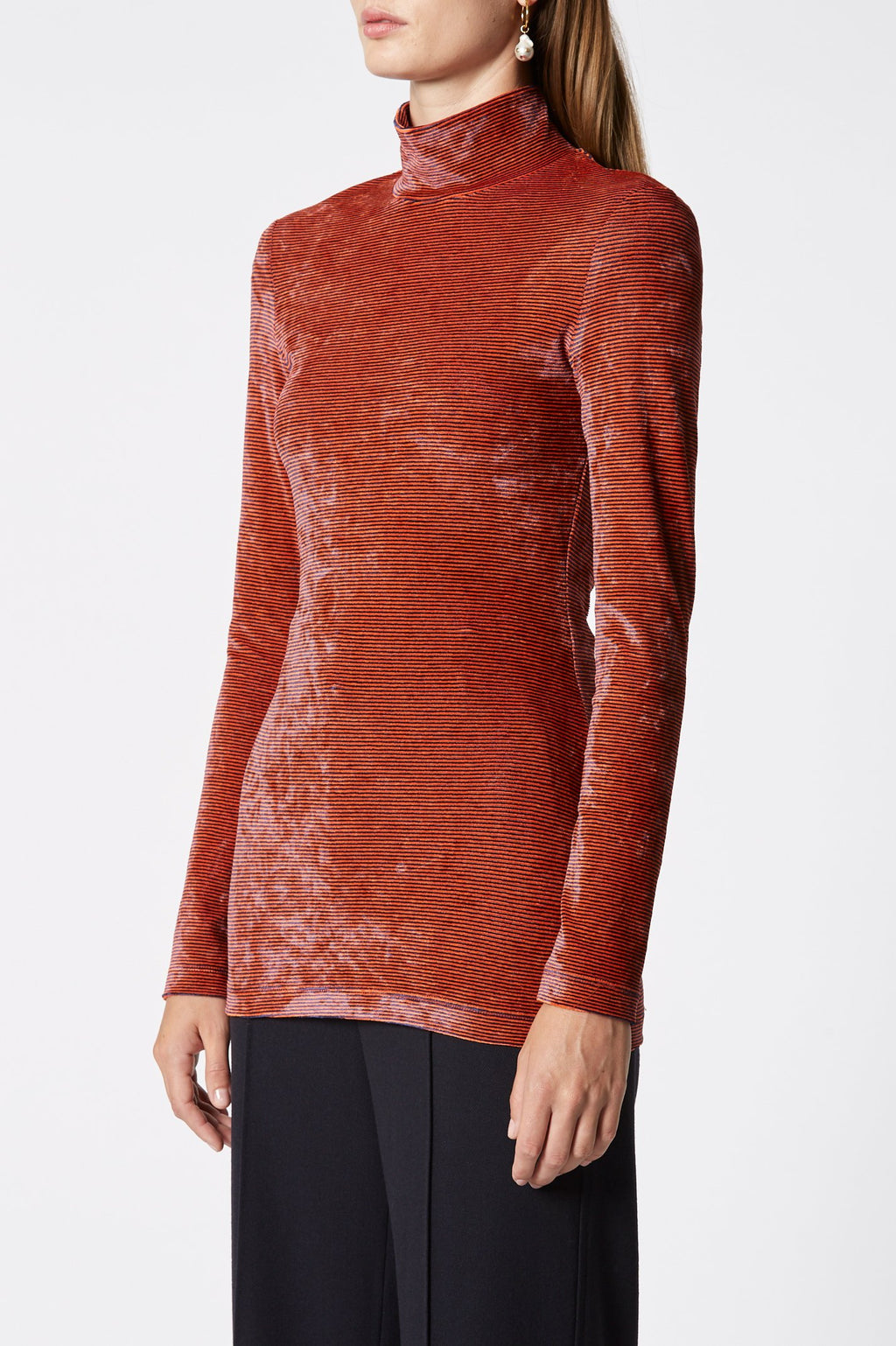 STRIPE VELOUR TOP