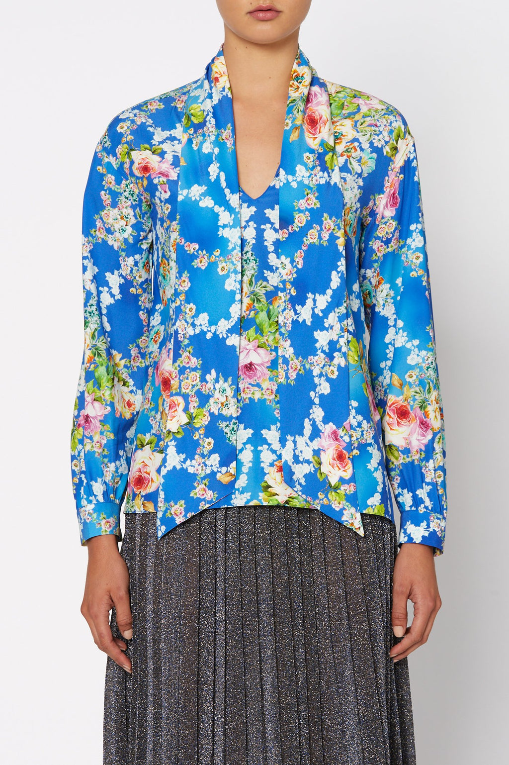 SILK BOUQUET PRINT BLOUSE