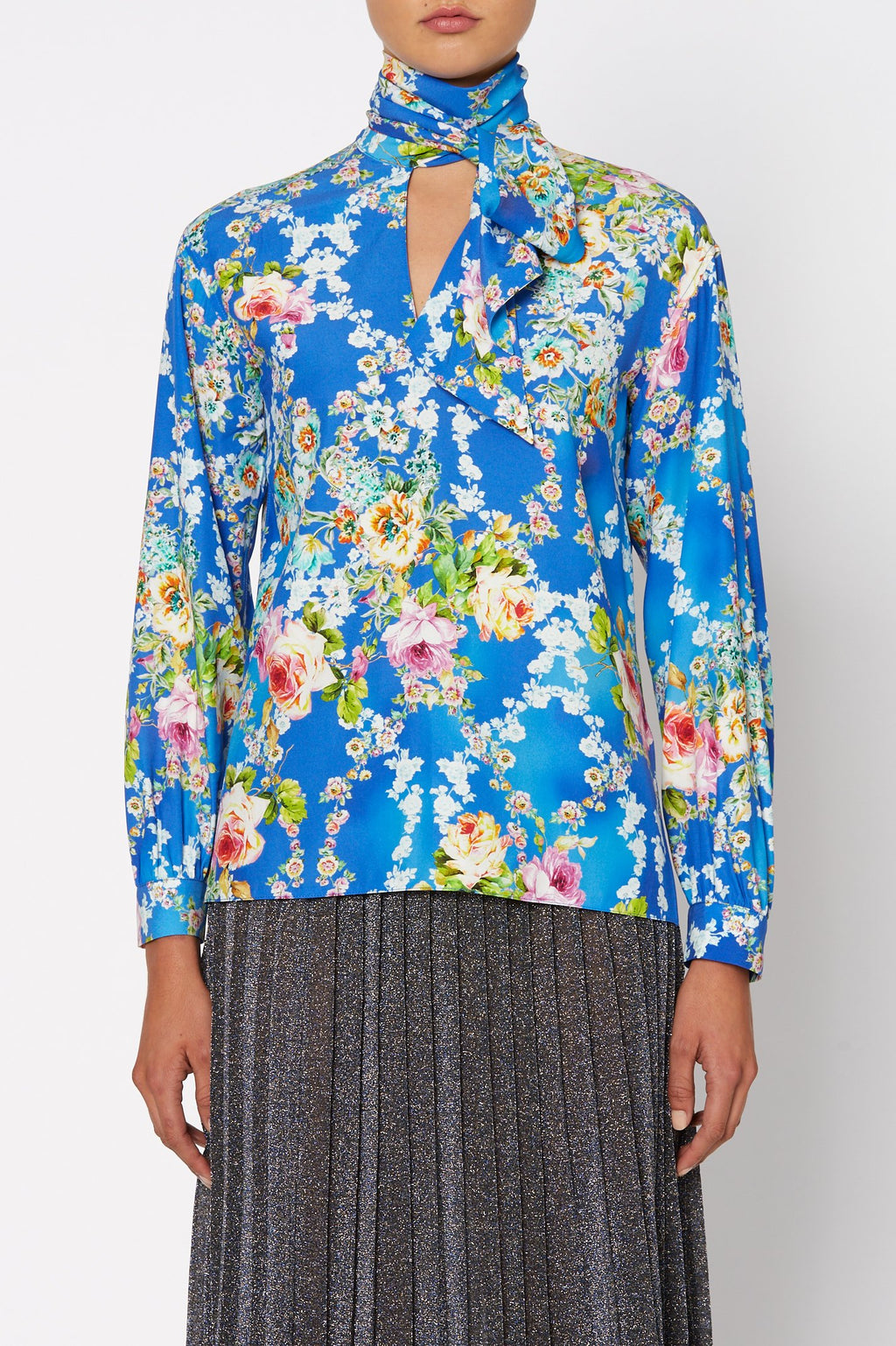 SILK BOUQUET PRINT BLOUSE