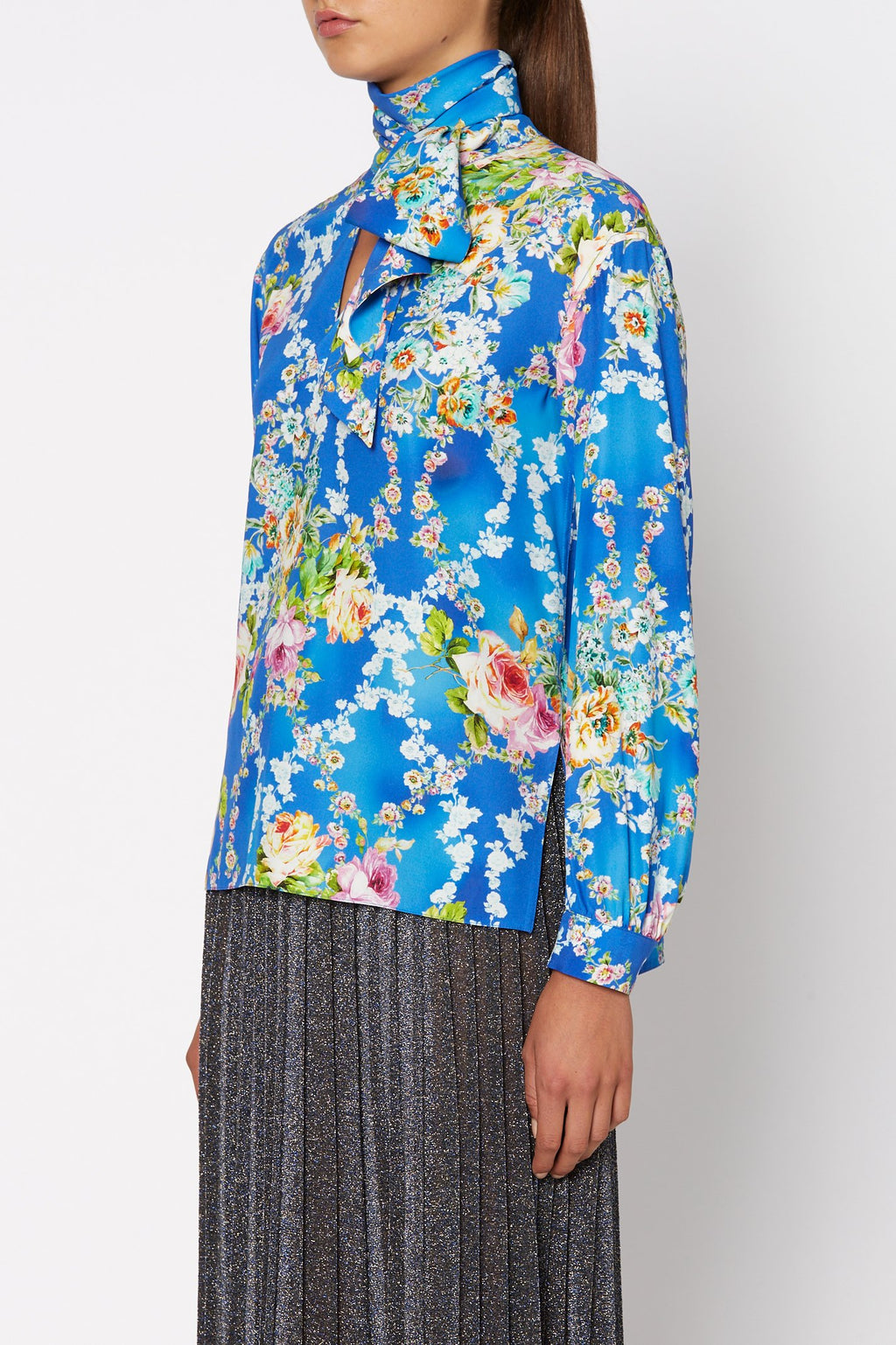 SILK BOUQUET PRINT BLOUSE