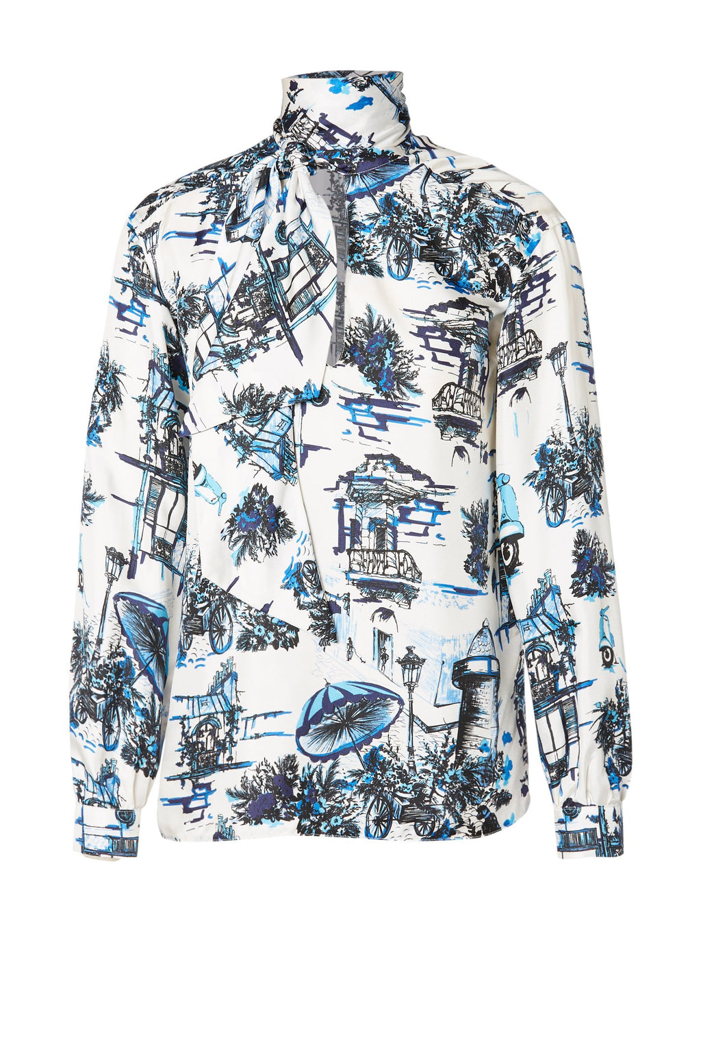 SILK SOUVENIR PRINT BLOUSE