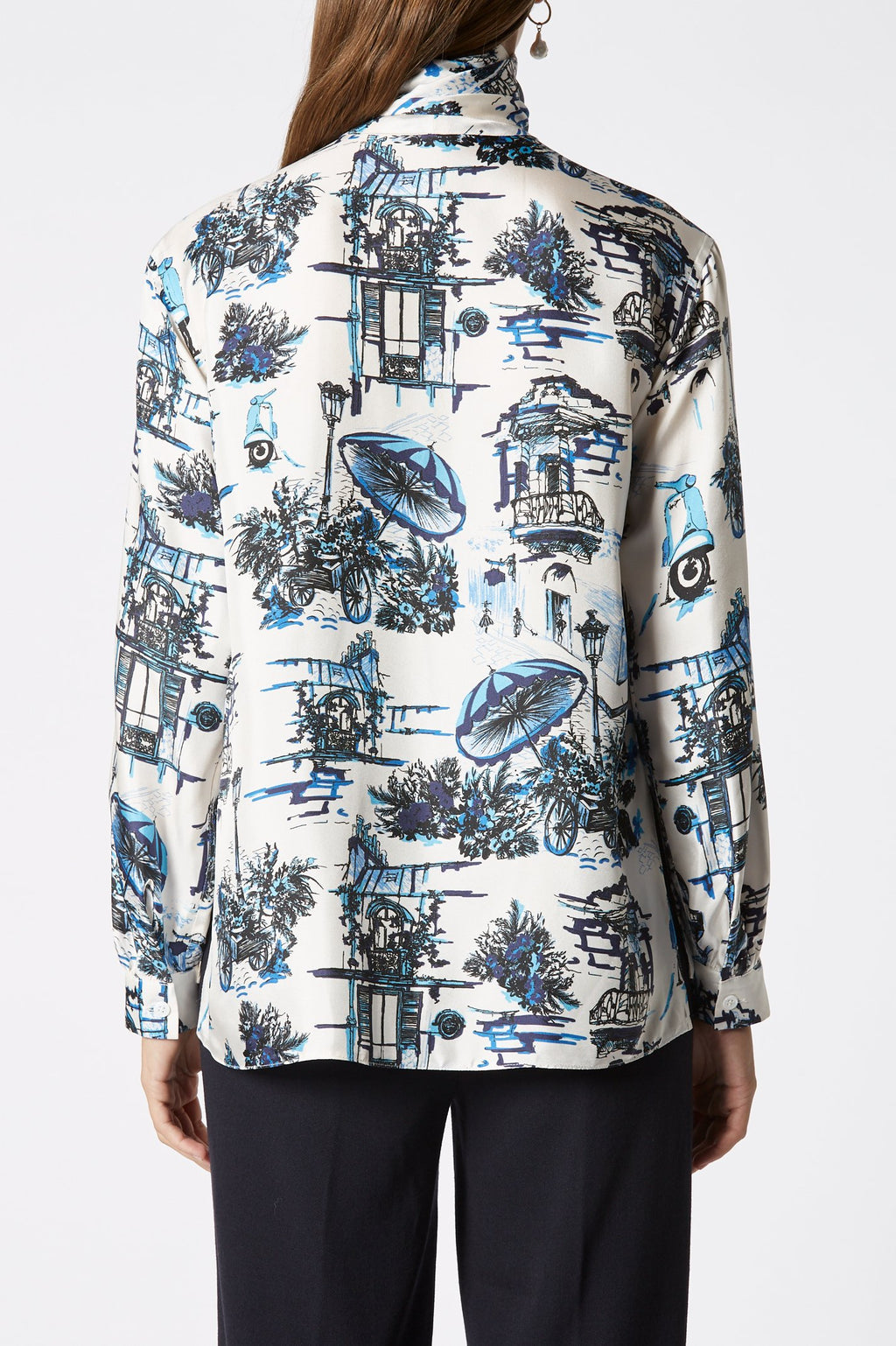 SILK SOUVENIR PRINT BLOUSE