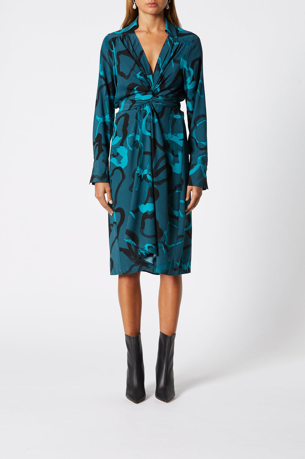SILK BRUSHED FLORAL DRESS