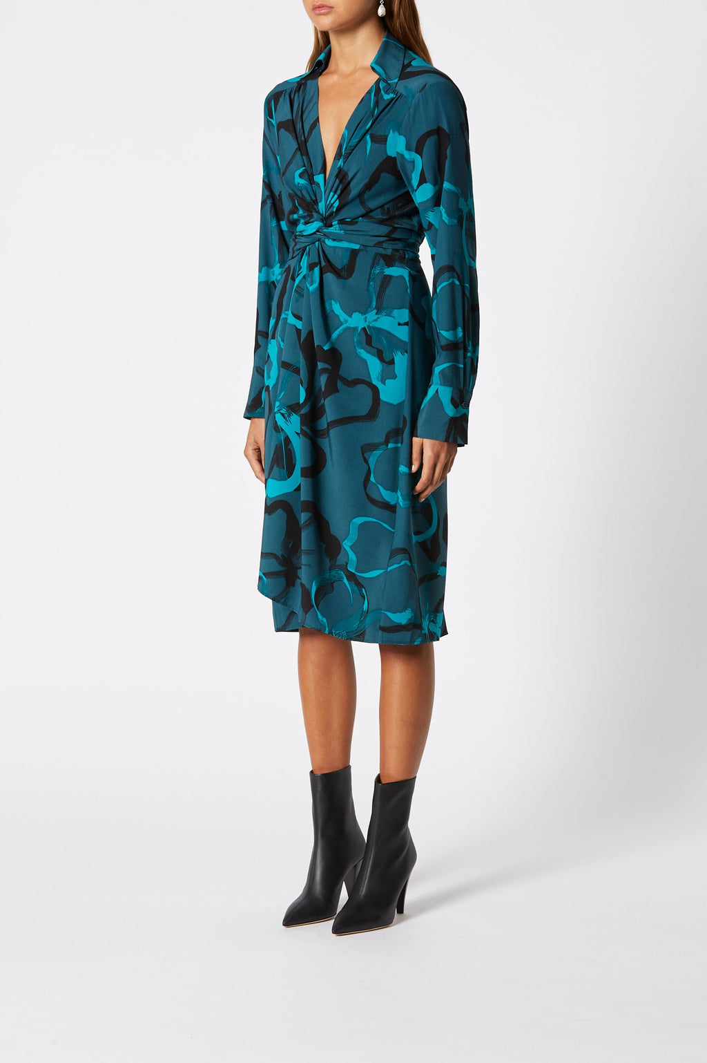SILK BRUSHED FLORAL DRESS