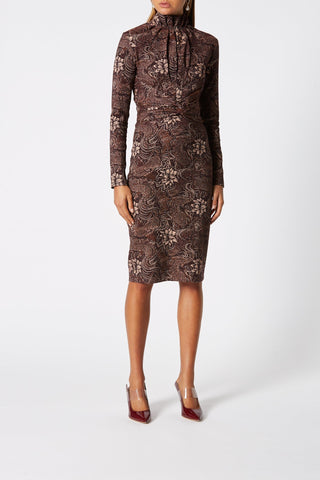 JACQUARD TIE FRONT DRESS