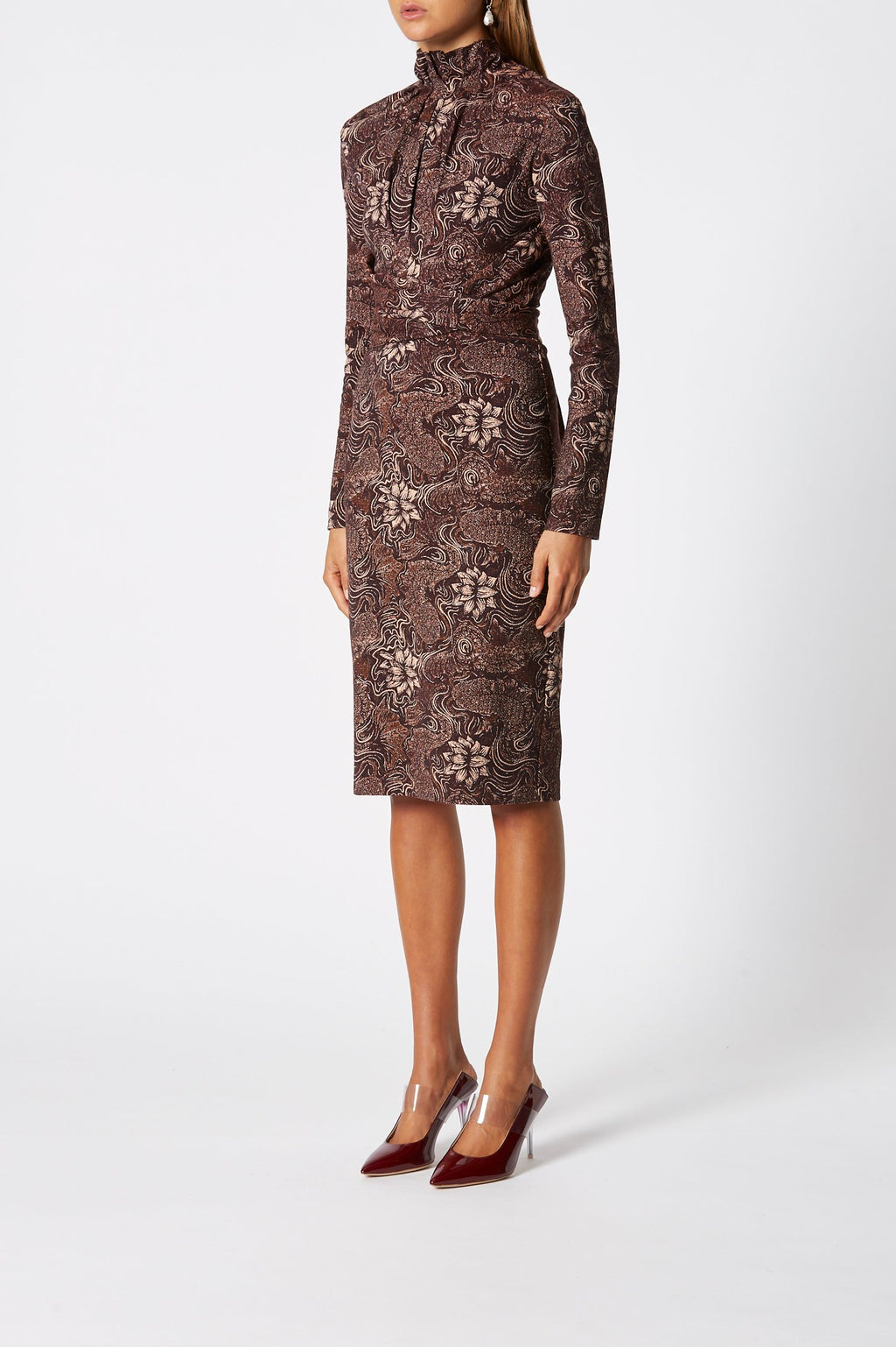 JACQUARD TIE FRONT DRESS