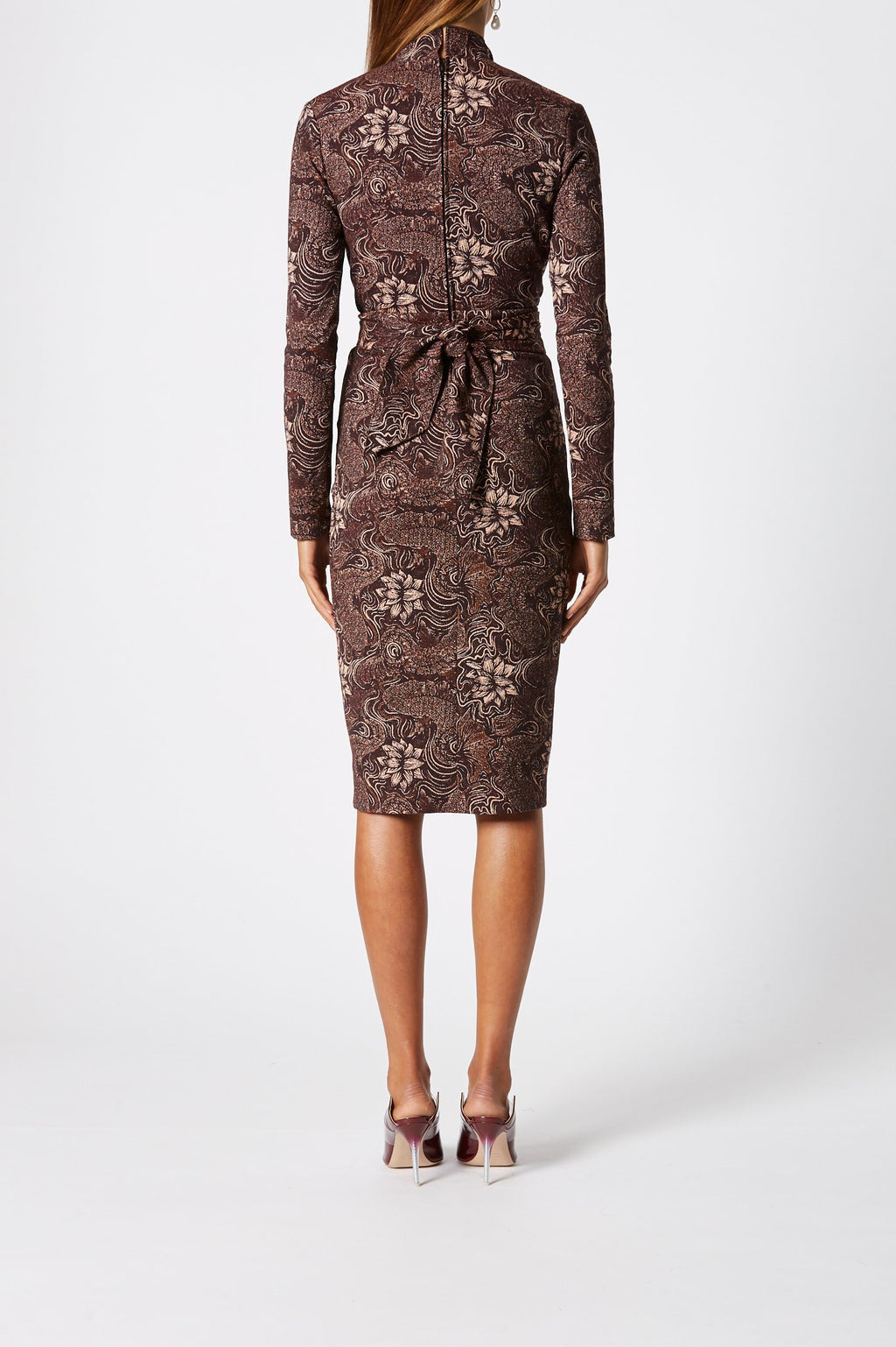 JACQUARD TIE FRONT DRESS