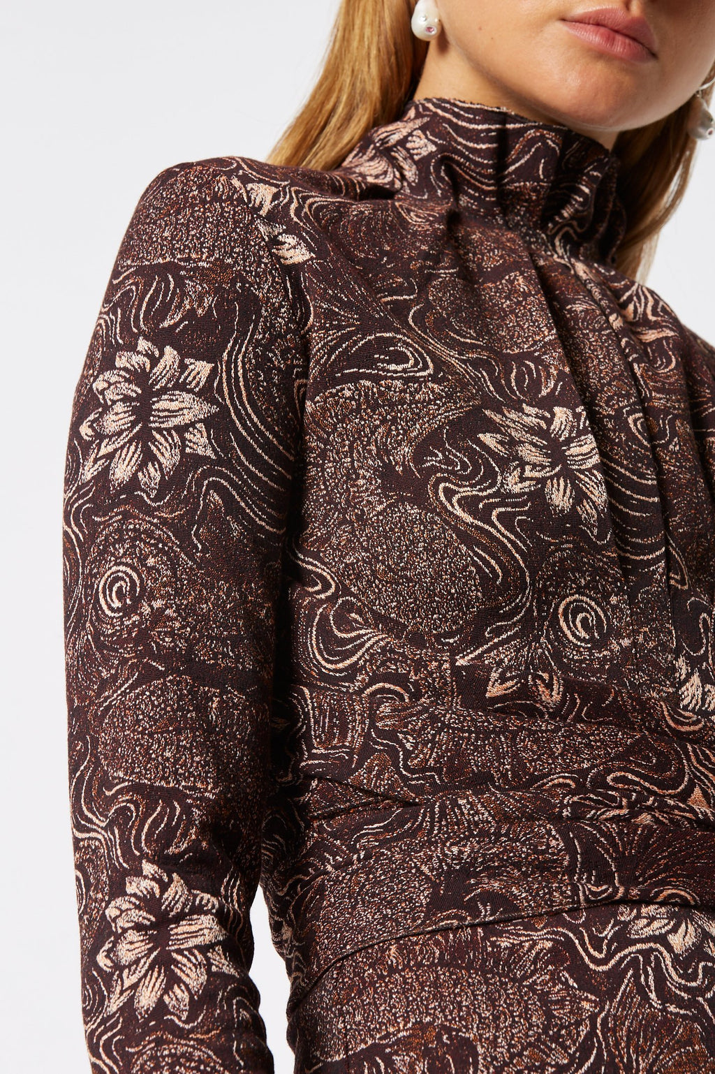 JACQUARD TIE FRONT DRESS