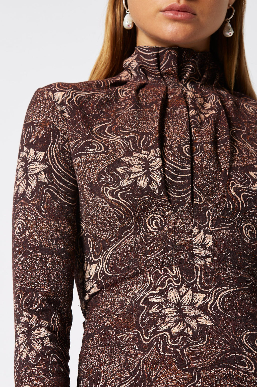 JACQUARD TIE FRONT DRESS