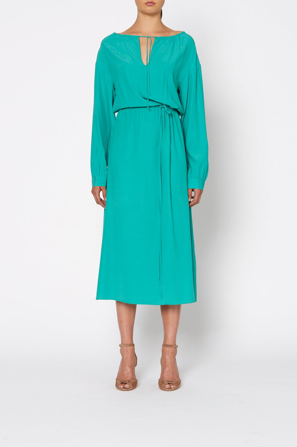 SILK GATHER NECK DRESS