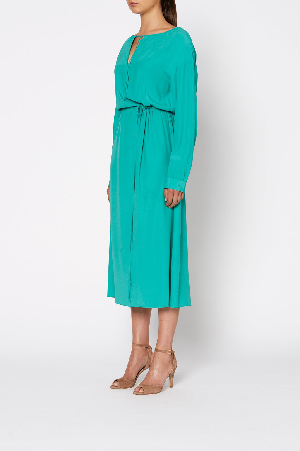 SILK GATHER NECK DRESS