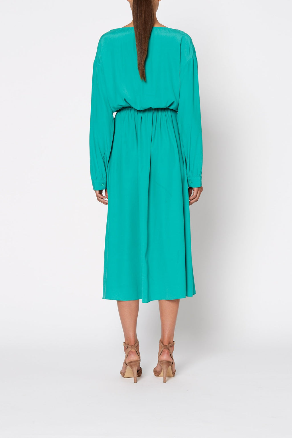 SILK GATHER NECK DRESS