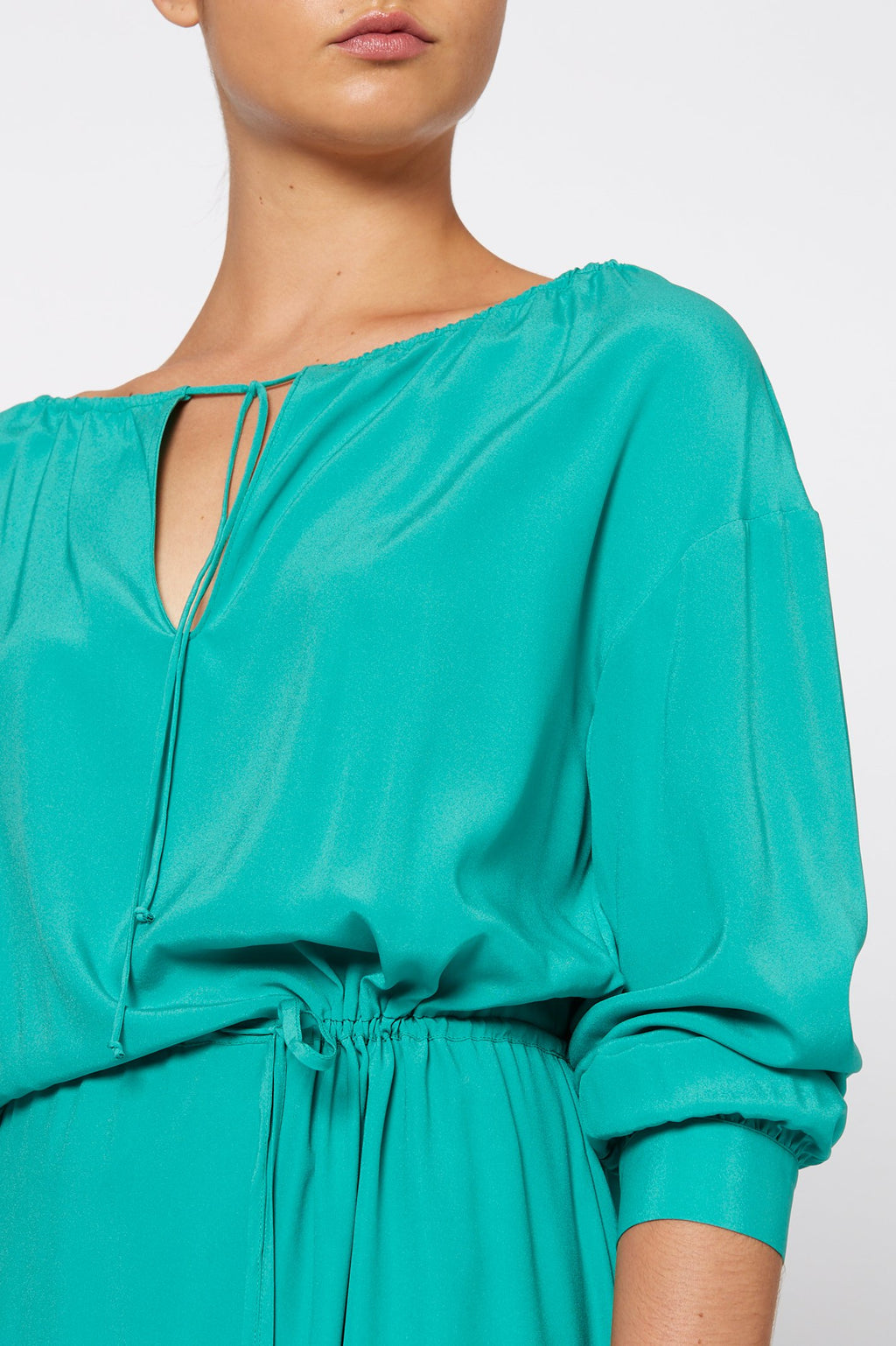 SILK GATHER NECK DRESS