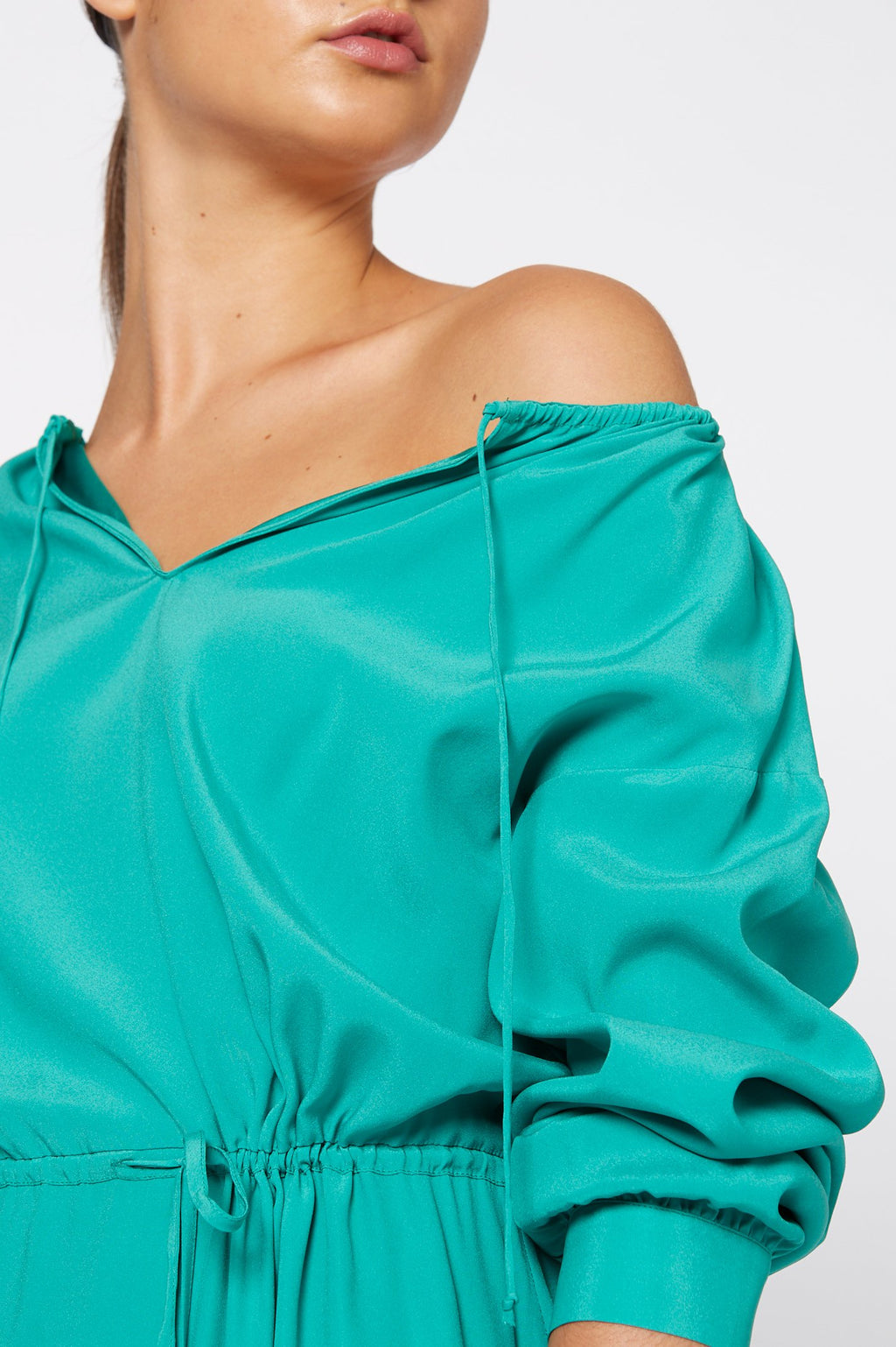 SILK GATHER NECK DRESS