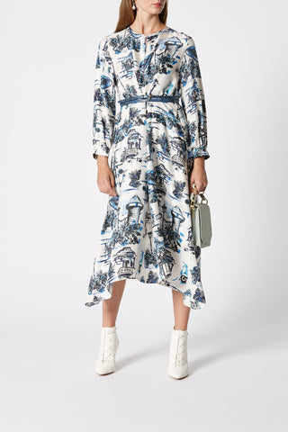 SILK SOUVENIR PRINT DRESS