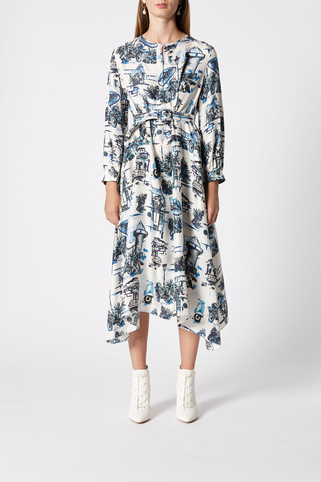SILK SOUVENIR PRINT DRESS