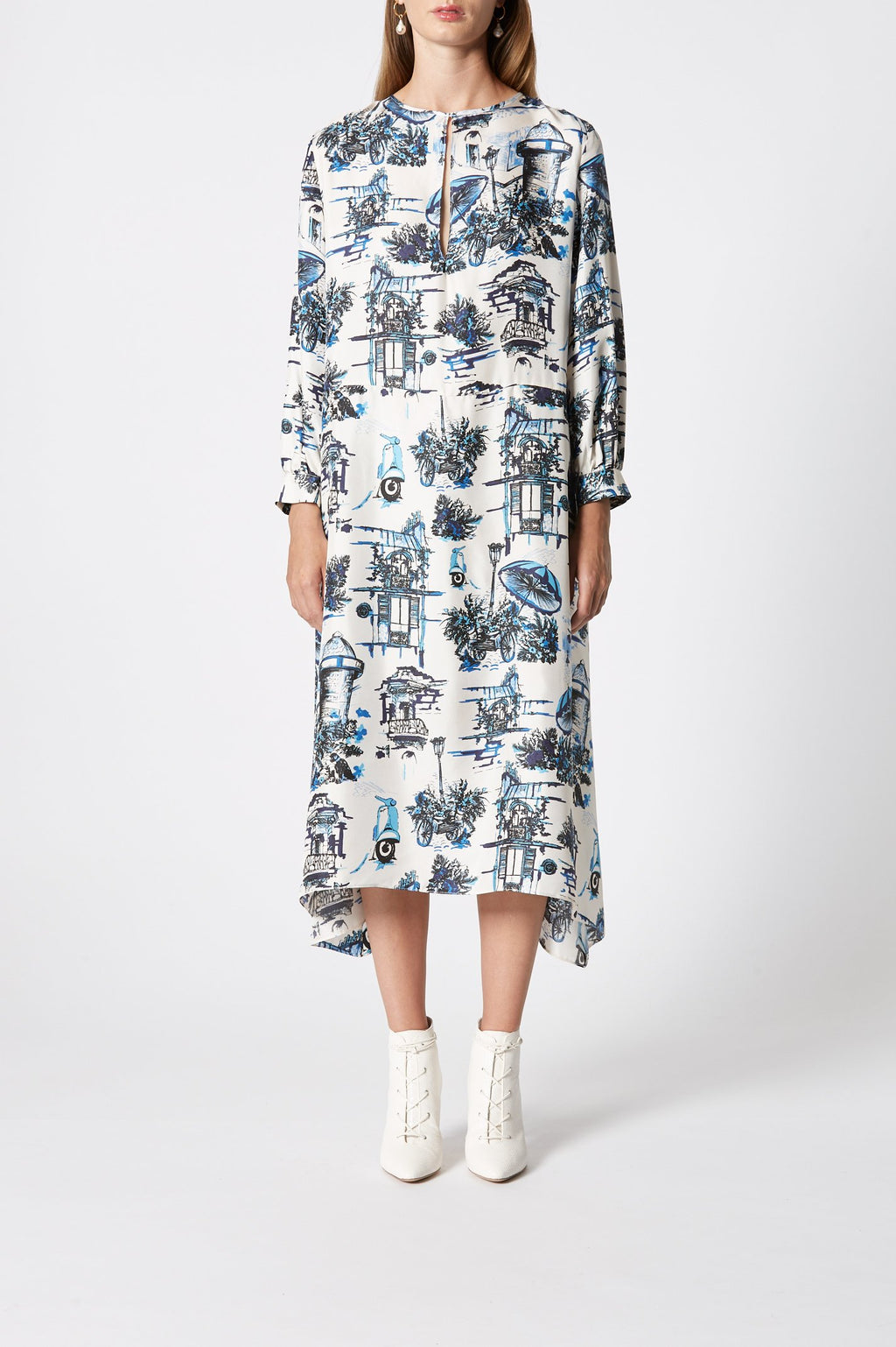 SILK SOUVENIR PRINT DRESS