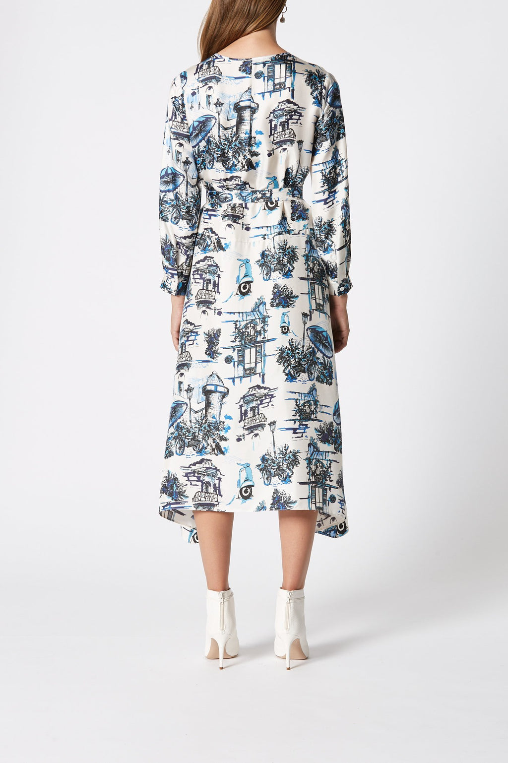 SILK SOUVENIR PRINT DRESS