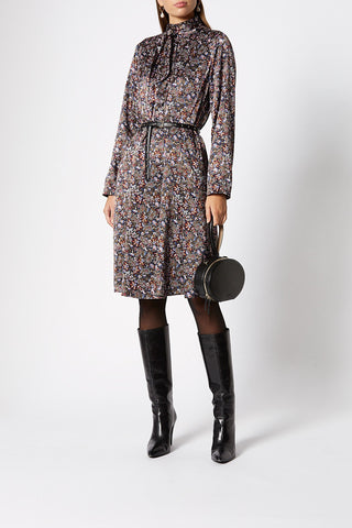 FLORAL TIE NECK DRESS
