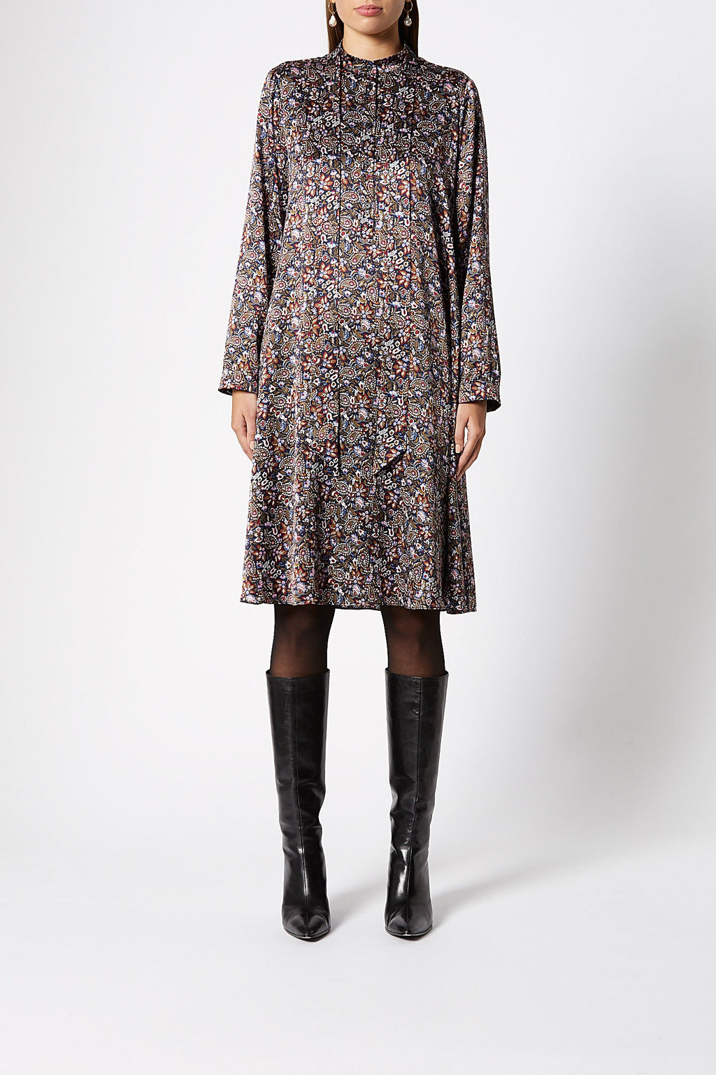 FLORAL TIE NECK DRESS