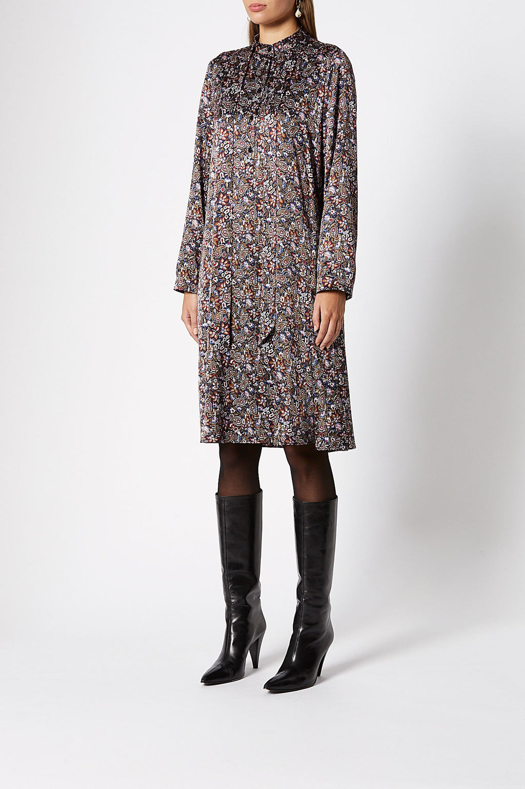 FLORAL TIE NECK DRESS