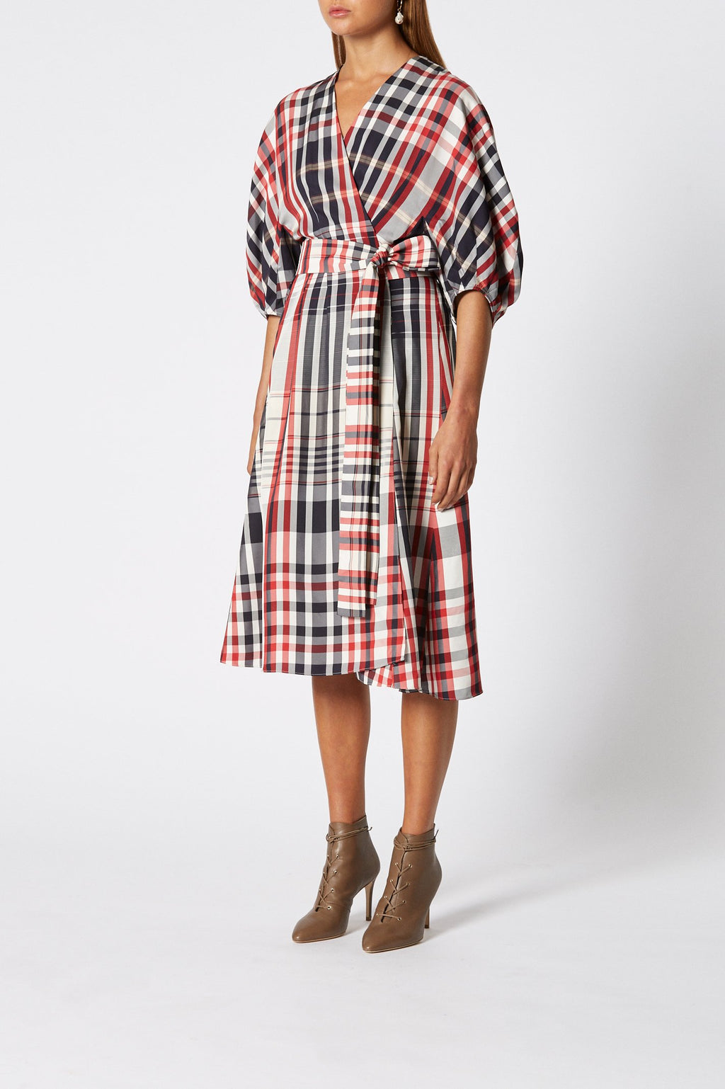 PLAID COCOON SLEEVE DRESS
