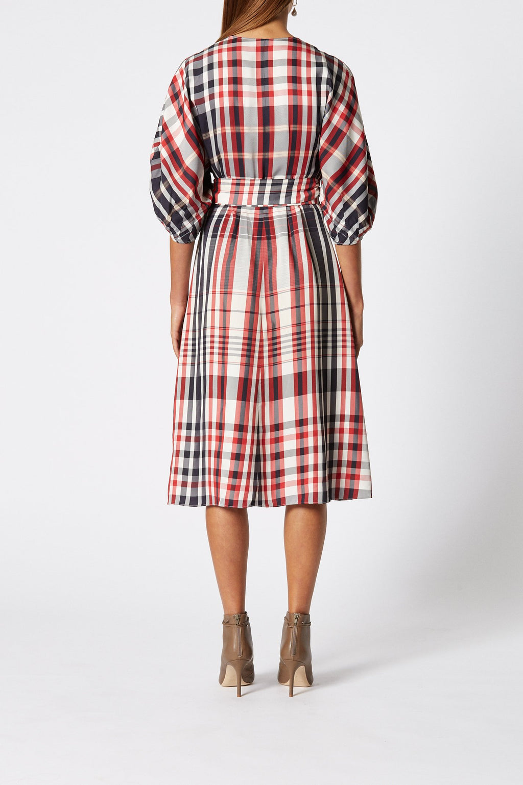 PLAID COCOON SLEEVE DRESS