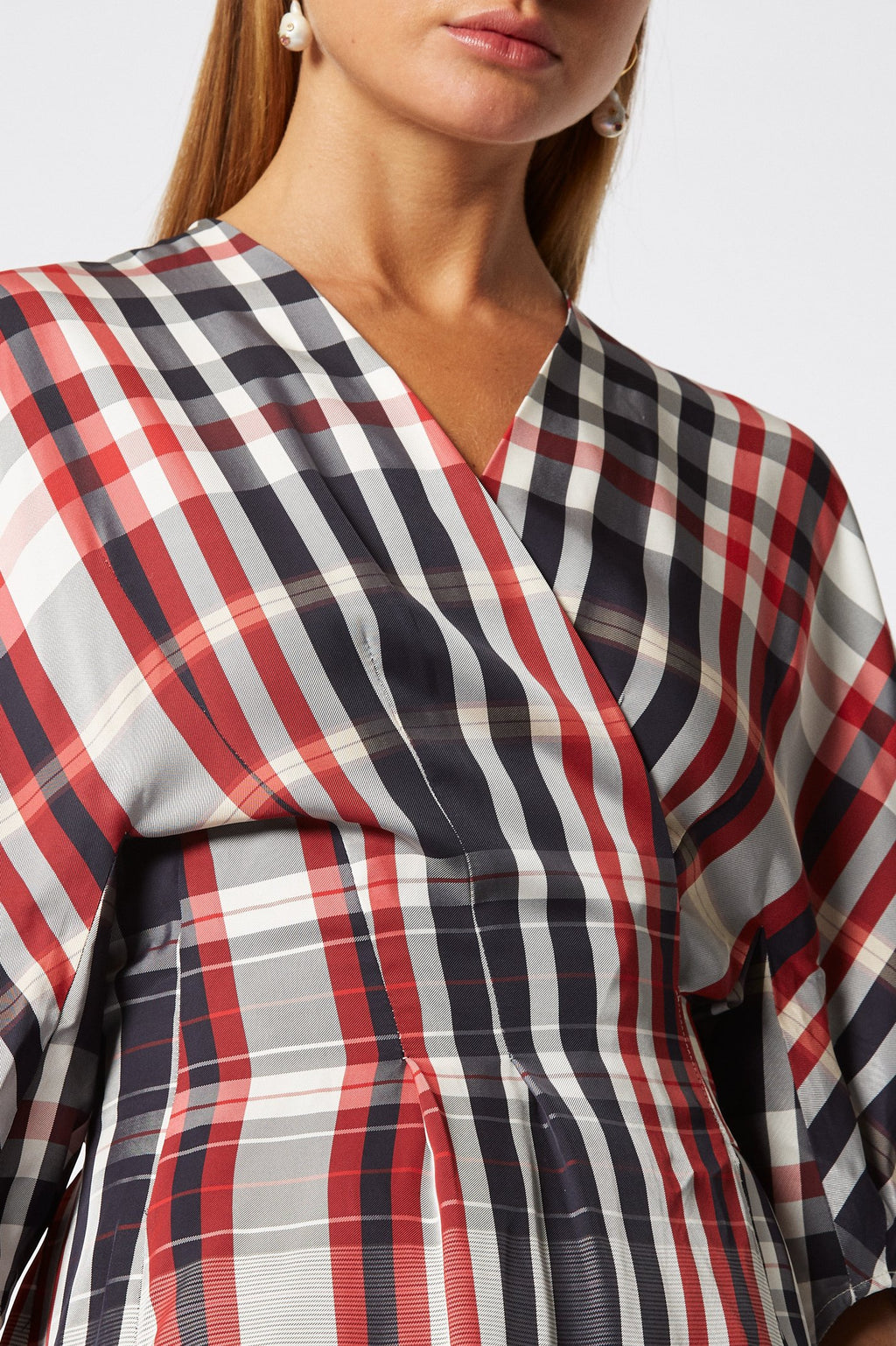 PLAID COCOON SLEEVE DRESS