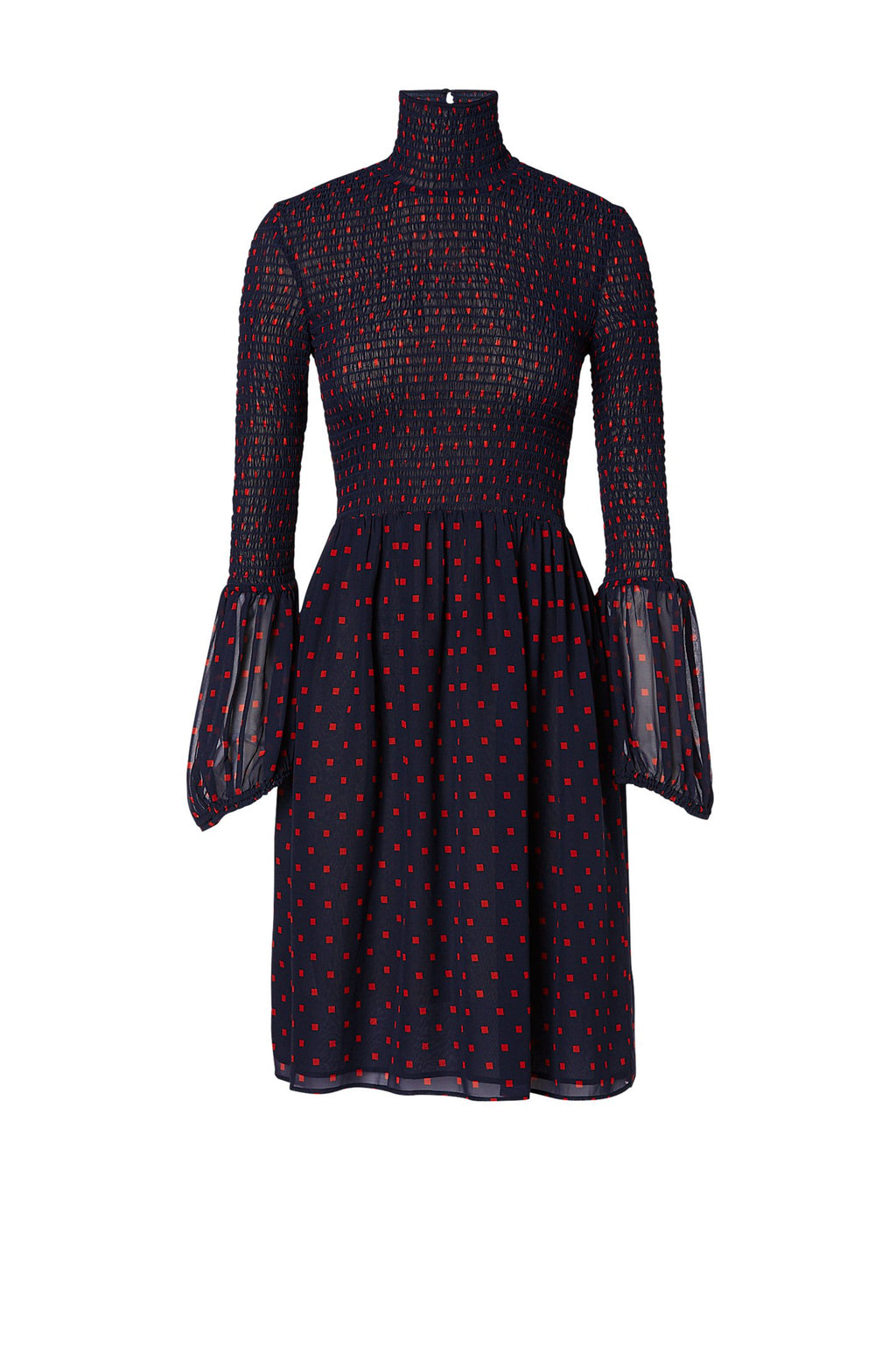 SILK PRINTED SHIRRED DRESS