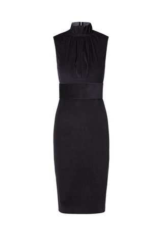 HOUNDSTOOTH VELVET PENCIL DRES