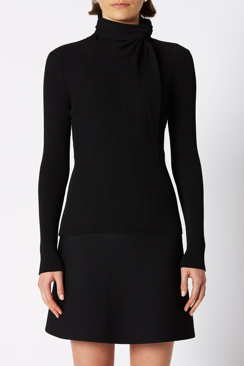 CREPE KNIT CRAVAT SWEATER