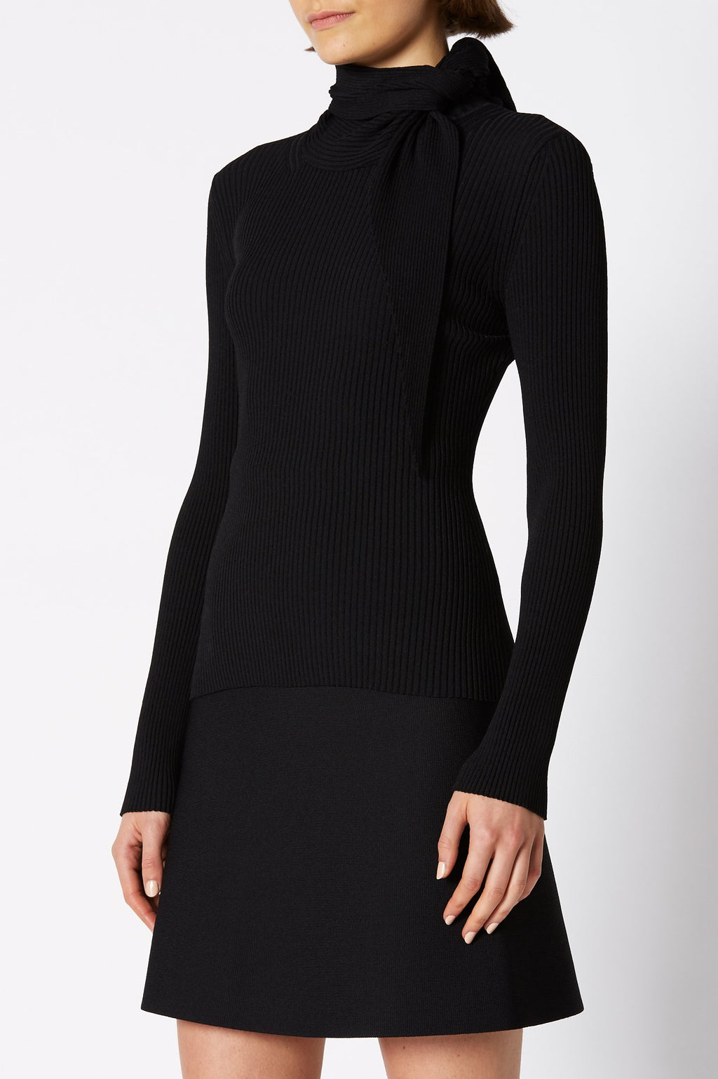 CREPE KNIT CRAVAT SWEATER