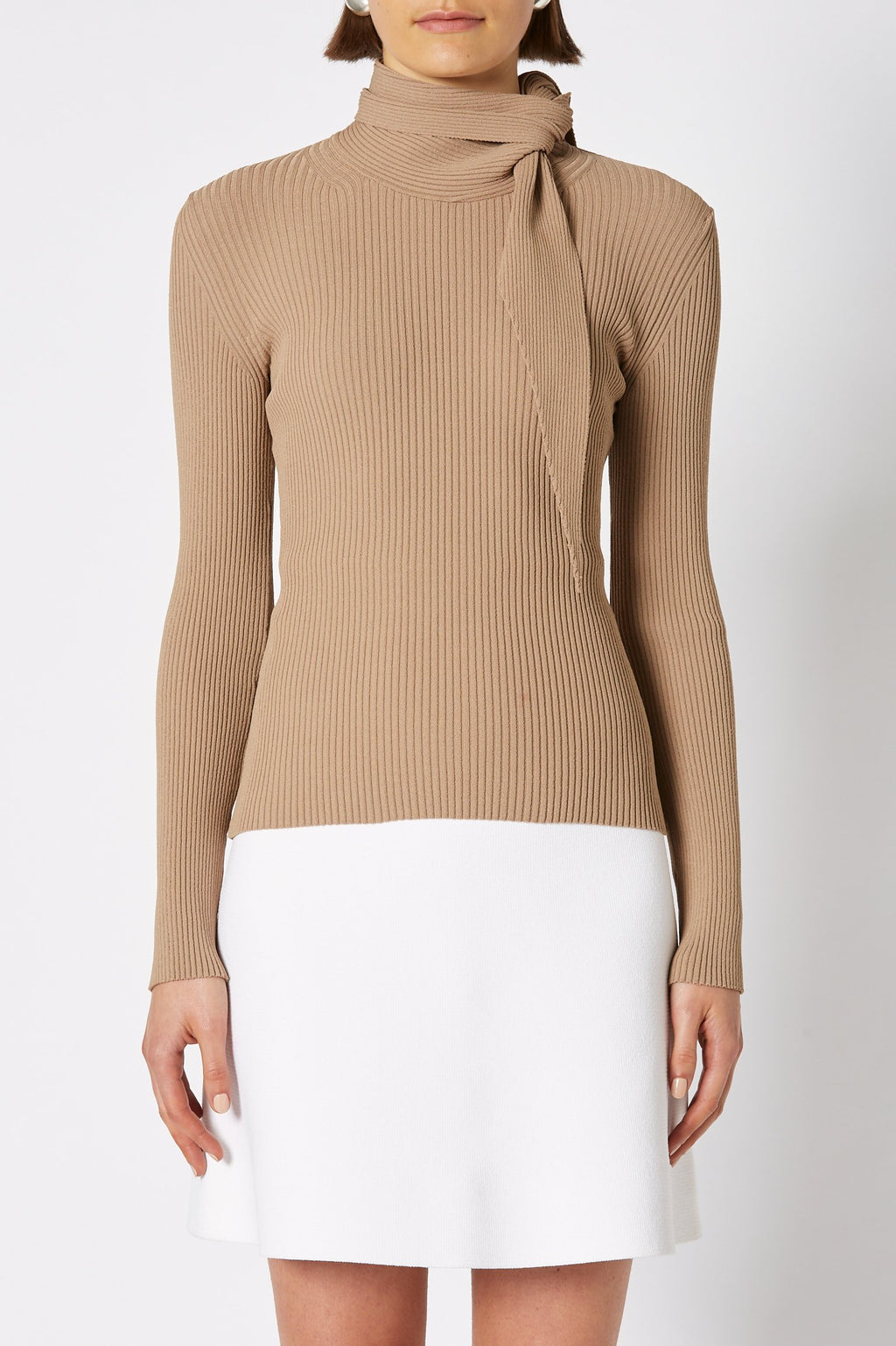 CREPE KNIT CRAVAT SWEATER