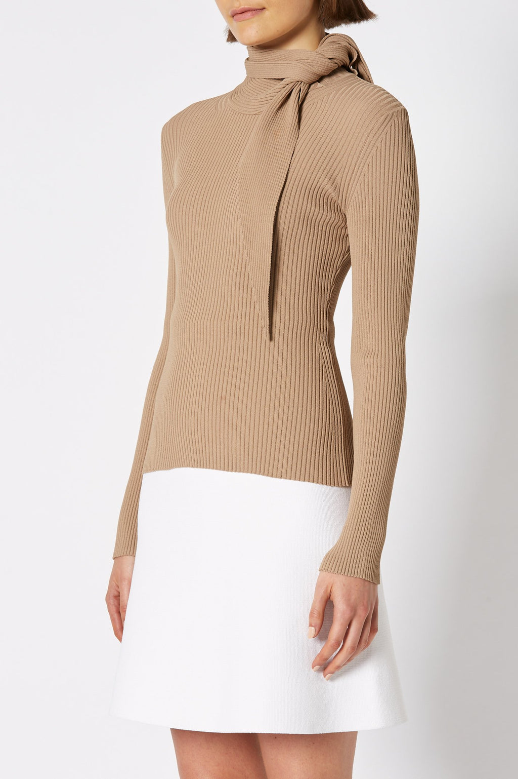 CREPE KNIT CRAVAT SWEATER
