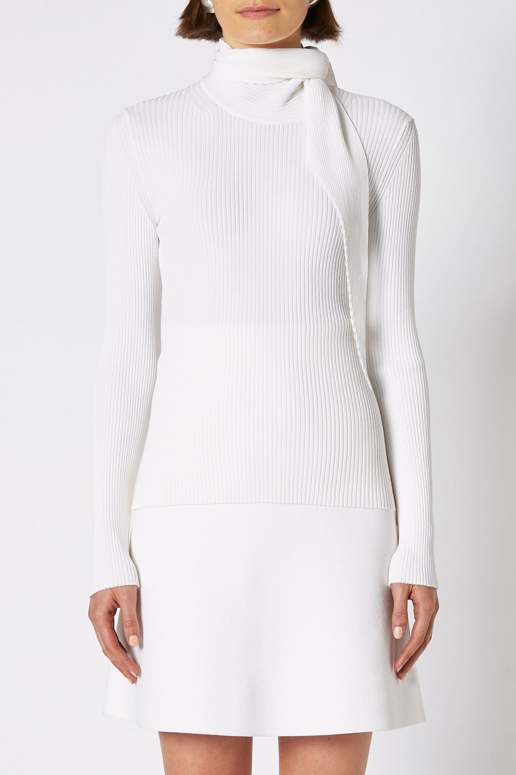 CREPE KNIT CRAVAT SWEATER