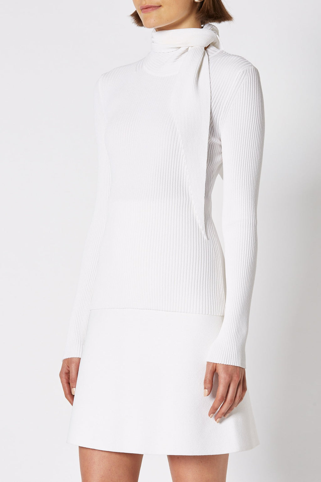 CREPE KNIT CRAVAT SWEATER
