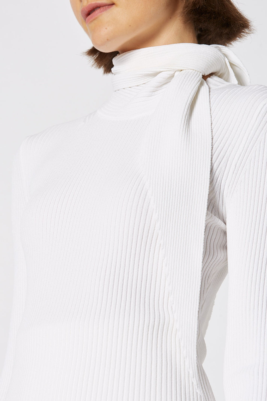 CREPE KNIT CRAVAT SWEATER