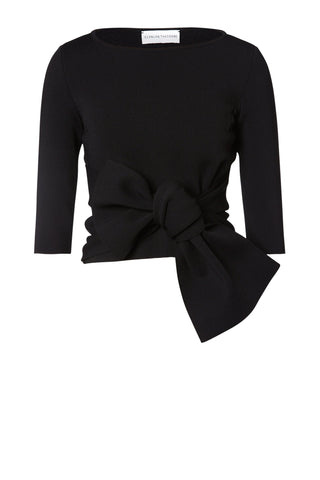 CREPE KNIT TIE FRONT TOP
