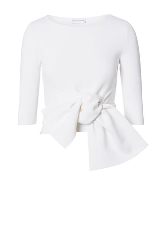 CREPE KNIT TIE FRONT TOP