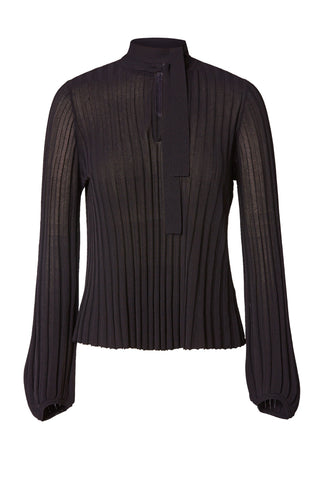 PLEATED RIB TIE NECK TOP 16