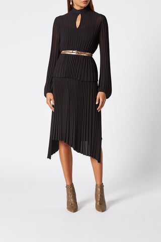 PLEATED RIB TIE NECK TOP 16